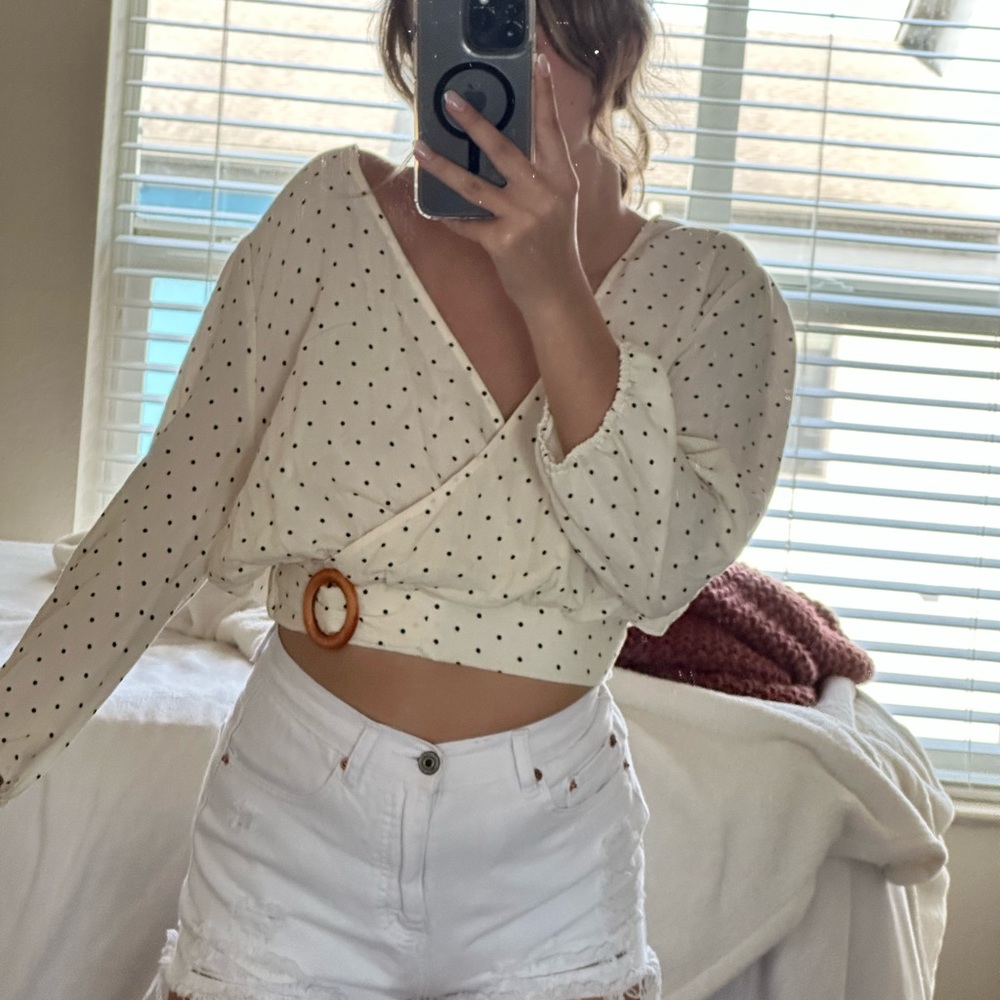 Never worn polka dot blouse